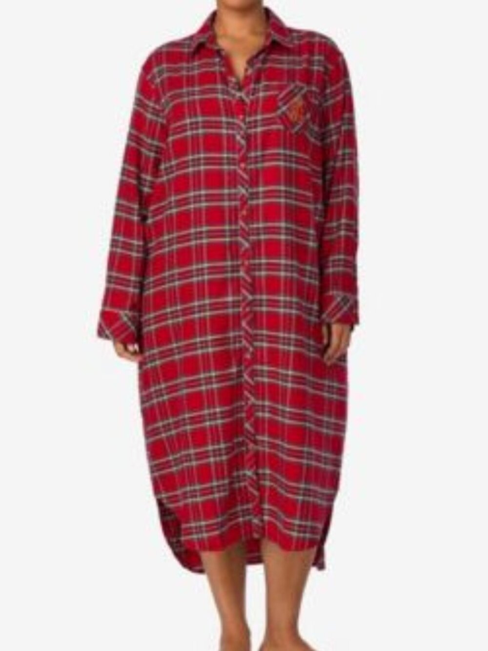 Lauren Ralph Lauren 3X Sleepshirt  Pockets Red Flannel Plaid Classic Old Money